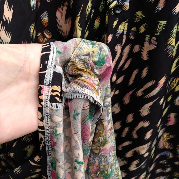 Leopard Print Shirt 2XL Large with Button Front Collar 52" Chest 2000s Y2K - Picture 10 of 14